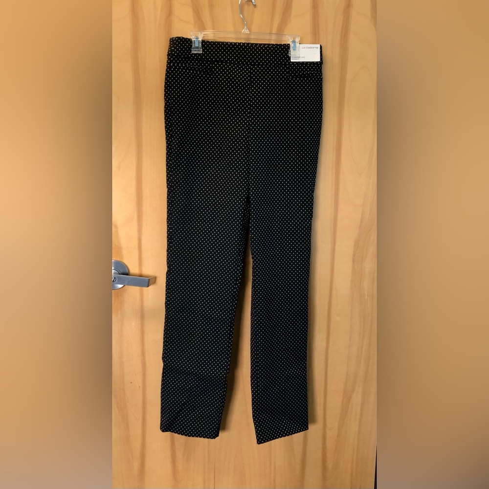 Liz Claiborne Black Pants with White Dot Print - Ankle Length